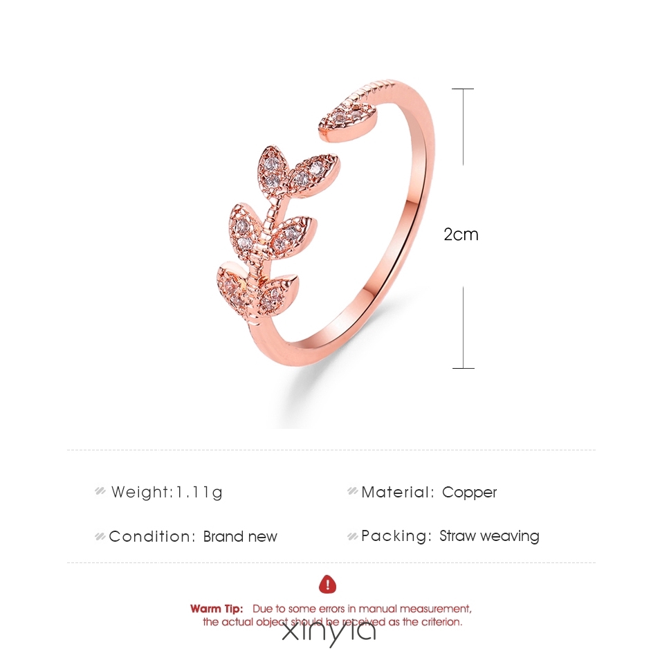 Nhẫn nữ hình chiếc lá đính đá phong cách đơn giản chất lượng cao