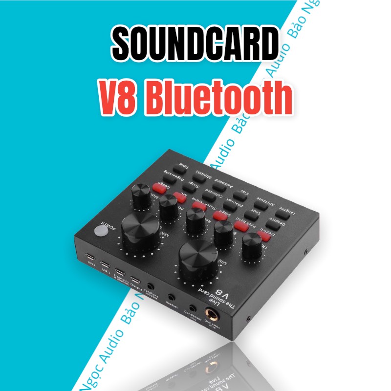 Soundcard V8 Bluetooth 🎤BH 1 NĂM🎤 Thu âm Hát livestream Karaoke, facebook, bigo, tiktok Âm Thanh Sống Động, Autotune