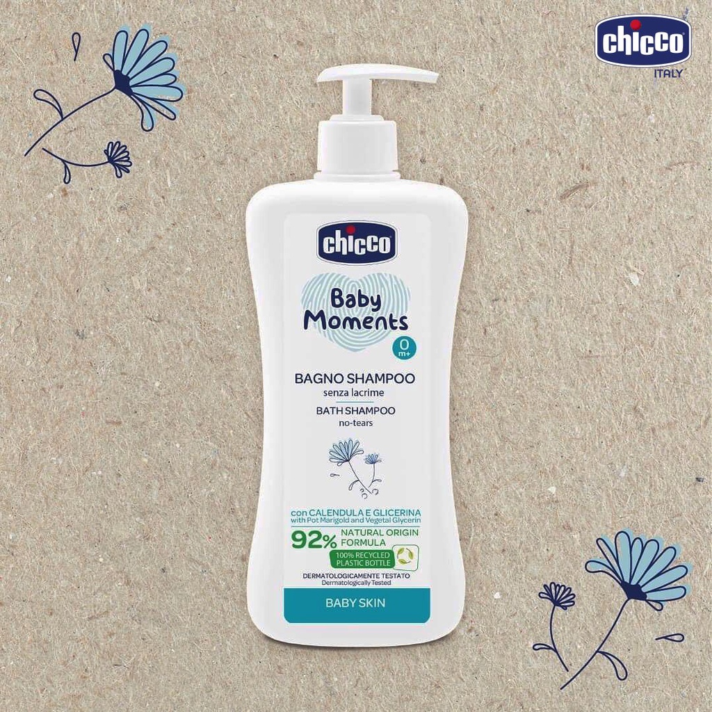 Sữa tắm gội CHICCO 500ml, sữa tắm gội hoa cúc cấp ẩm làm mềm da tóc cho bé - Monnie Kids