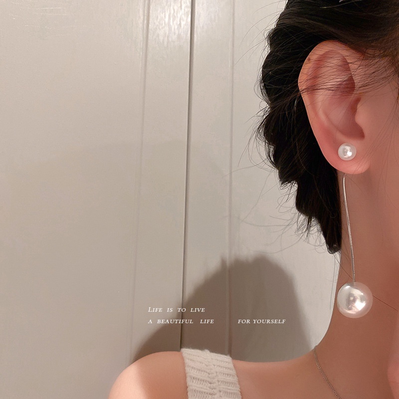 Bông Tai Dáng Dài Đính Ngọc Trai Đơn Giản Thời Trang Phong Cách Hàn Quốc Cho Nữ S925