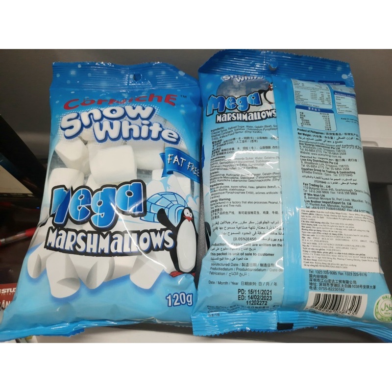 Kẹo Marshmallow Snow White 120g - Hàng mới ngày sx 15/11/2021.