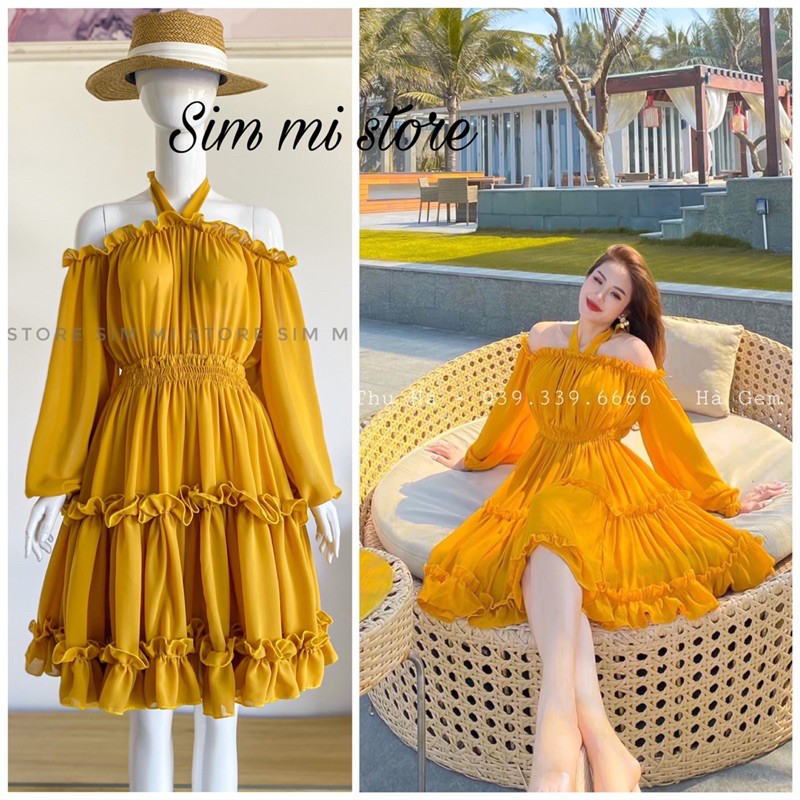 Đầm trễ vai xoè♥️FREESHIP ♥️(ảnh thật/sẵn)