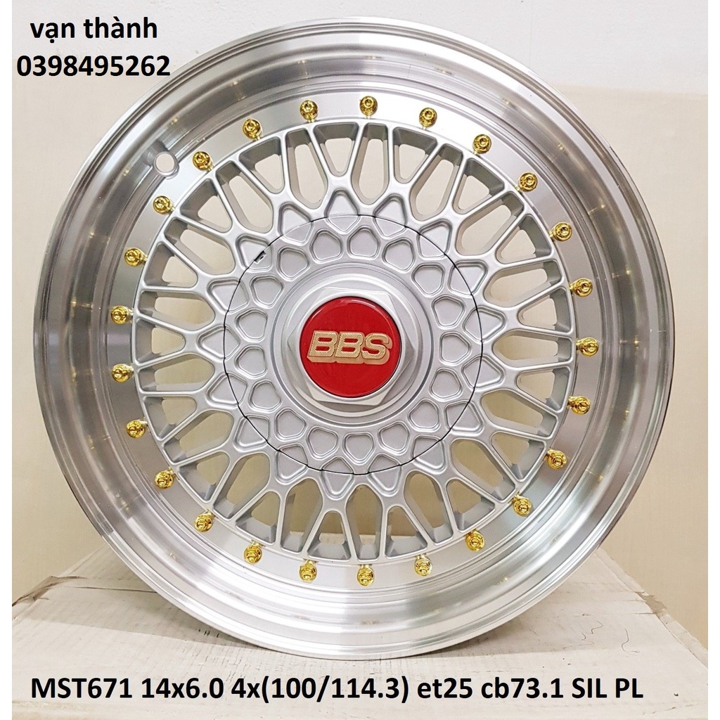 Mâm BBS 14inch lắp cho morning, gentra, camry hệ 8 lỗ pcd 4x100/114.3