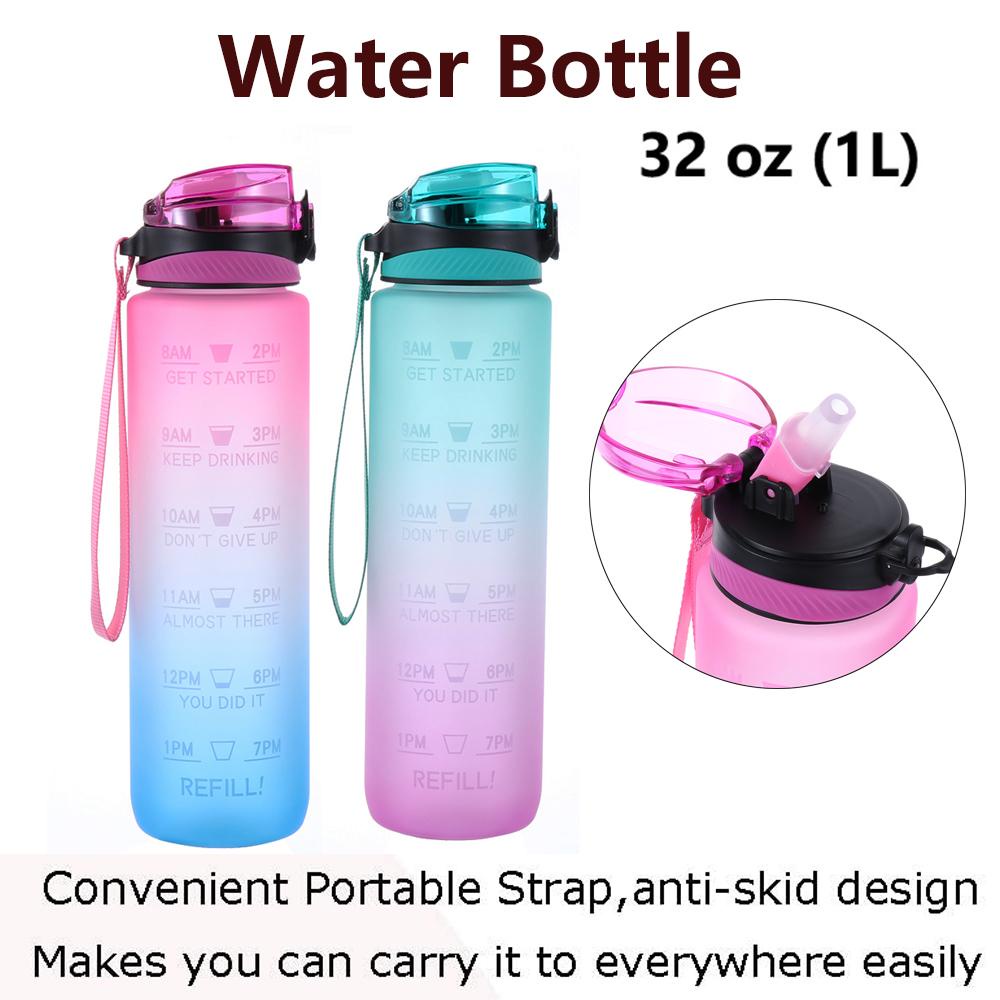 MYRONGVN Bình Nước 1000ml Kèm Ống Hút Chống Rò Rỉ