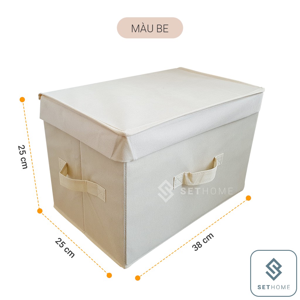 Combo 2 Túi Hộp Vải Đựng Quần Áo SETHOME đựng đồ gọn gàng ngăn nắp, có 3 tay cầm chắc chắn, chất vải dày dặn