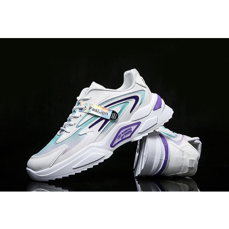 Giày Sneaker Nam Tăng Chiều Cao Đến 6cm Cá Tính  mầu trắng tím k8