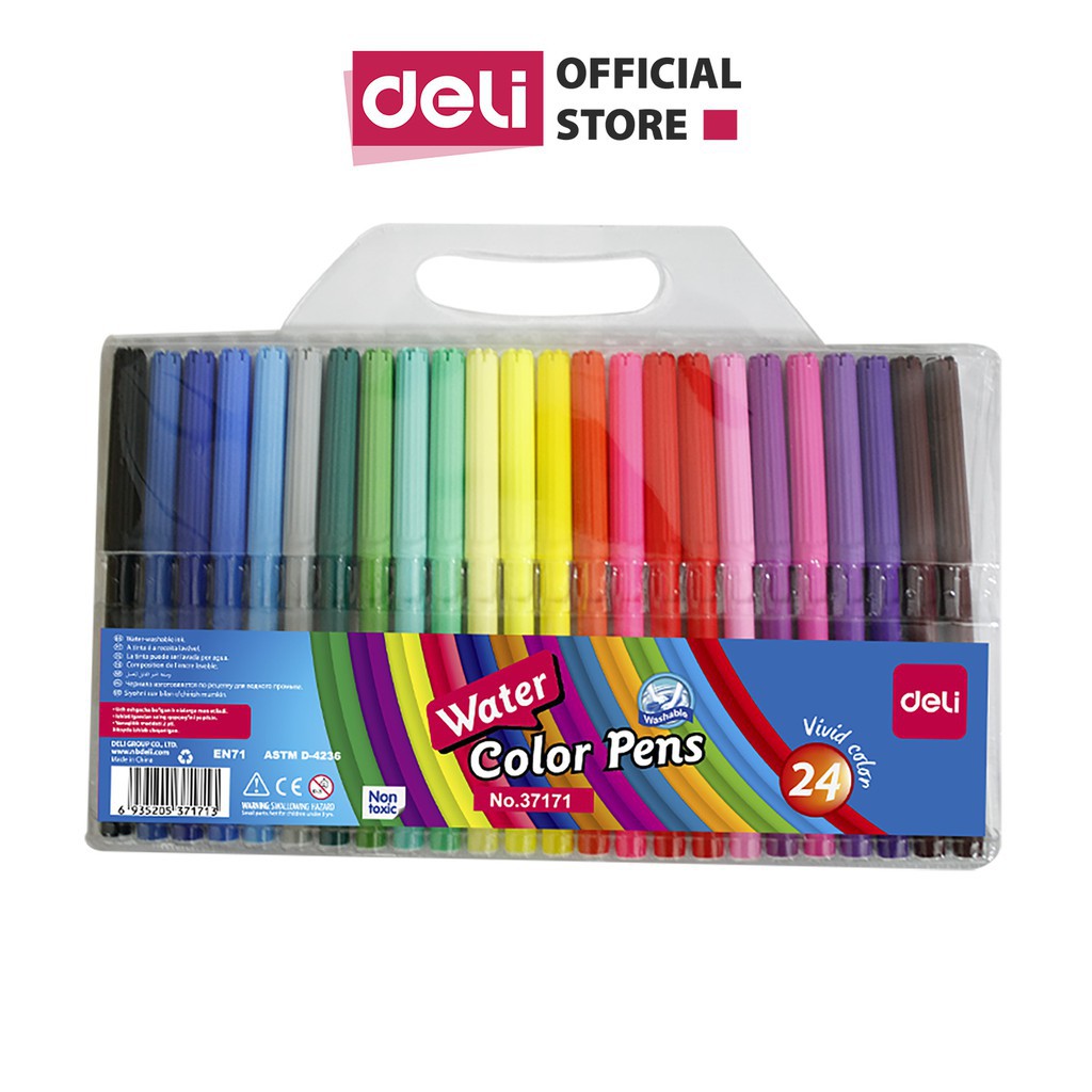 Bút màu nước 1.0mm, 12 màu - 18 màu - 24 màu/hộp - Deli E37171
