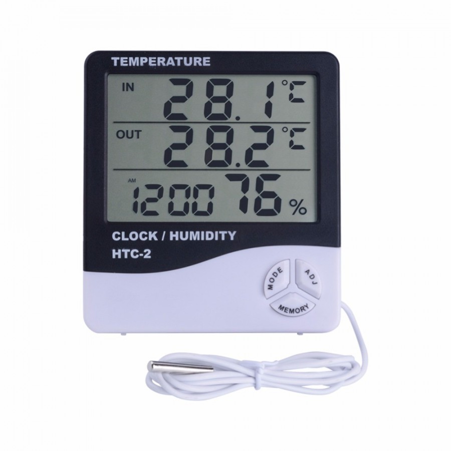 Nhiệt ẩm kế điện tử LCD HTC-1,HTC-2 đo nhiệt độ độ ẩm trong phòng kiêm đồng hồ báo thức
