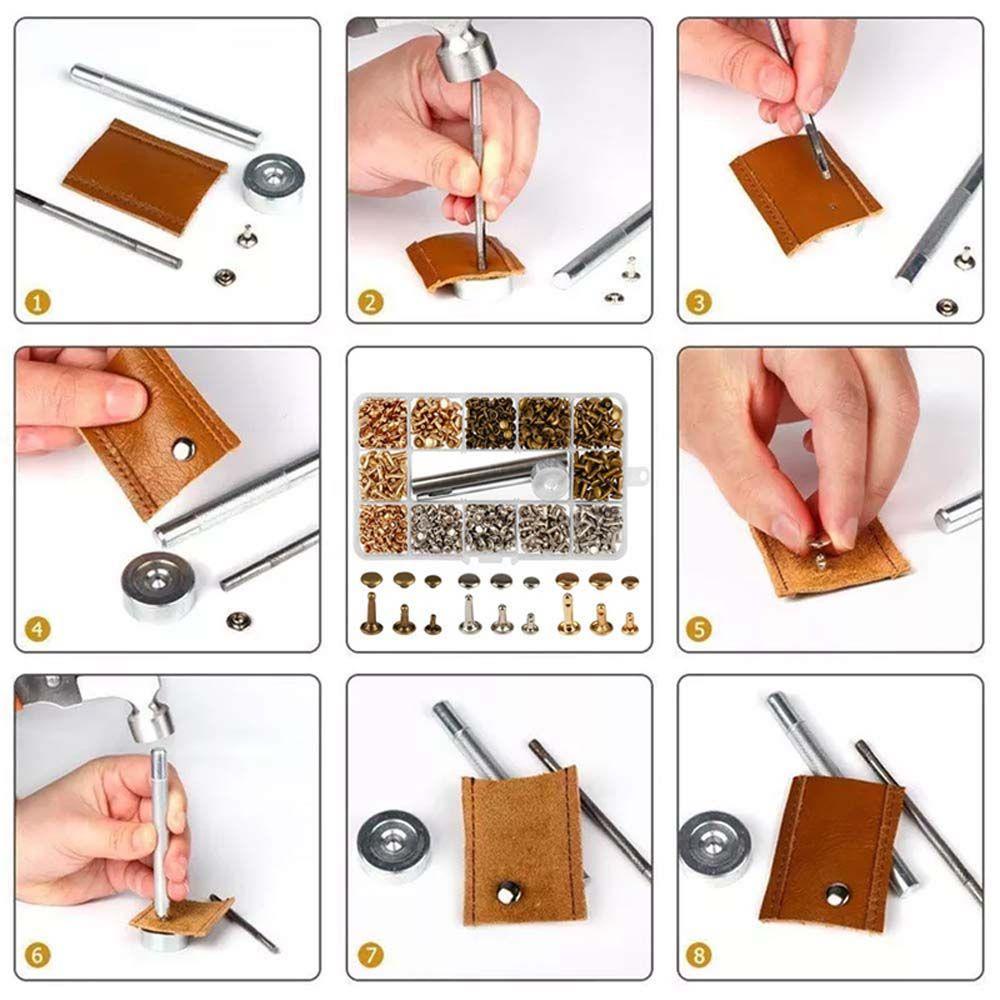 Set 300 Đinh Tán Kim Loại Dùng Để Cố Định Đồ Da Tiện Dụng