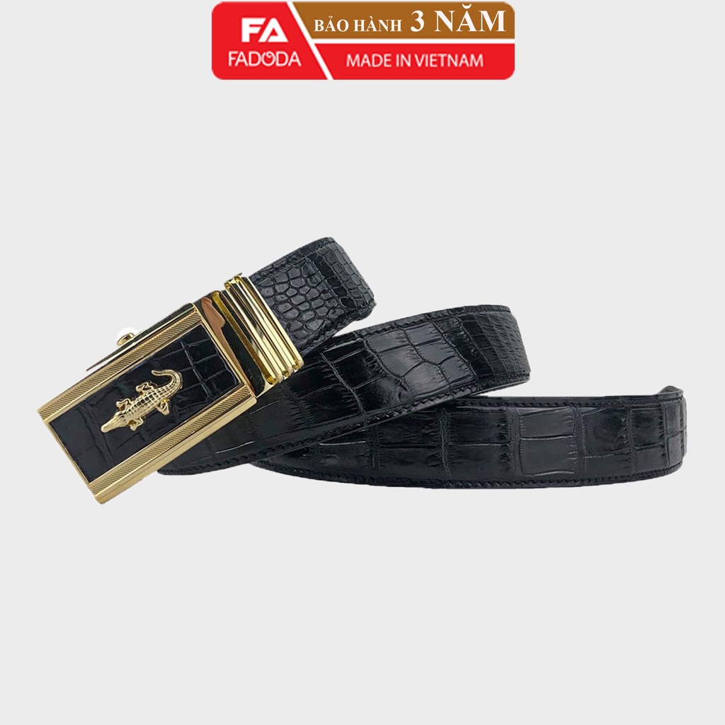 Dây nịt - Thắt lưng da cá sấu Fadoda cao cấp bản ghép 4.0Cm làm từ vân bụng - FCB04BD