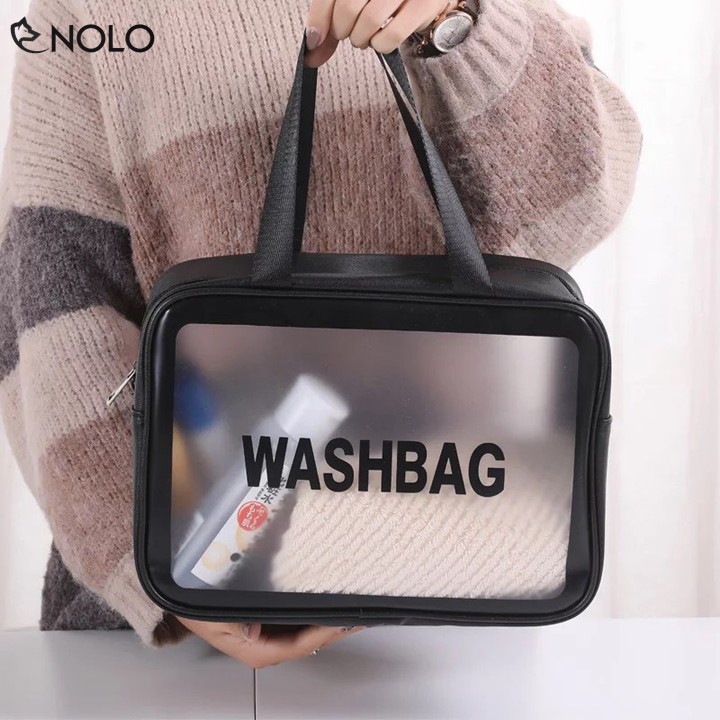 Túi Đựng Mỹ Phẩm Vật Dụng Du Lịch Washbag Chất Liệu PU TPU Chống Thấm Nước Kích Thước 22x12x31cm