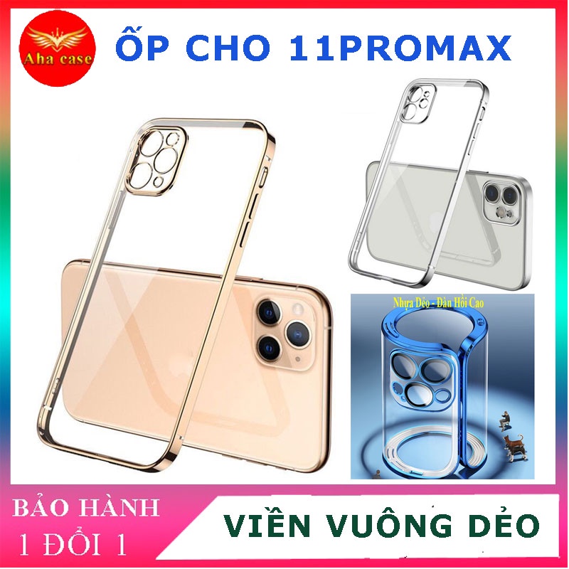 Ốp Lưng Điện Thoại Iphone 11 Promax viền vuông mạ kẽm màu, vỏ case ip 11 pro max dẻo sang trọng, Mã OV
