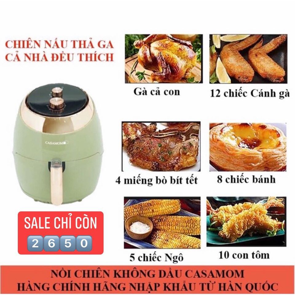 NỒI CHIÊN KHÔNG DẦU CASAMOM HÀN QUỐC DUNG TÍCH 7 LÍT CÔNG SUẤT 1800W BẢO HÀNH 12 THÁNG