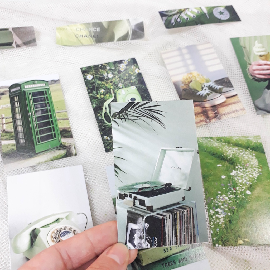 Bìa, postcard, decor thiệp, bưu thiếp decor ,làm tranh treo tường trang trí Tone Xanh lá start22_shop