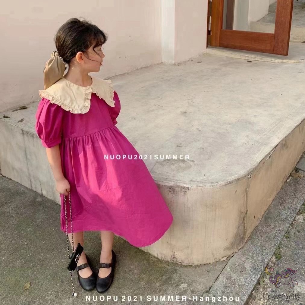 Đầm Tay Ngắn Kiểu Hàn Quốc Thiết Kế Xinh Xắn Cho Bé Gái