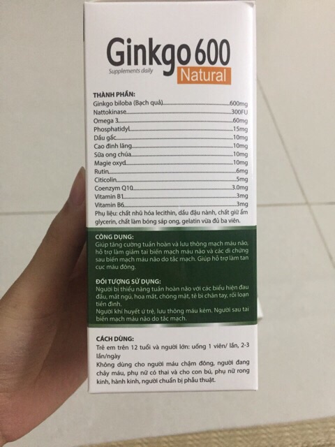 Viên bổ não Ginkgo 600 tăng cường trí nhớ tập trung trí tuệ.