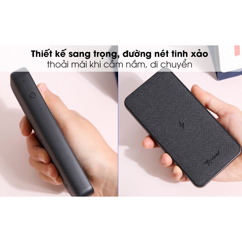 Pin sạc dự phòng Polymer 10.000mAh không dây Type C PD QC3.0 Xmobile PowerLite P106WD Đên