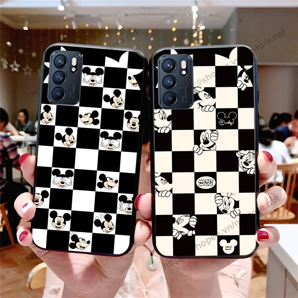 Ốp lưng Oppo Reno6 / Reno6 Z 5G / Reno 6 trái tim họa tiết caro, mikey họa tiết beabrick kaws cute