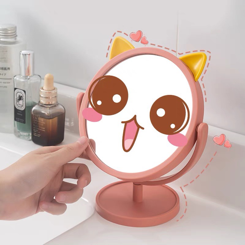 [Mã GIDUASHO giảm 10% đơn 99k] GƯƠNG ĐỂ BÀN/ GƯƠNG CẦM TAY TAI MÈO CUTE PHONG CÁCH HÀN QUỐC