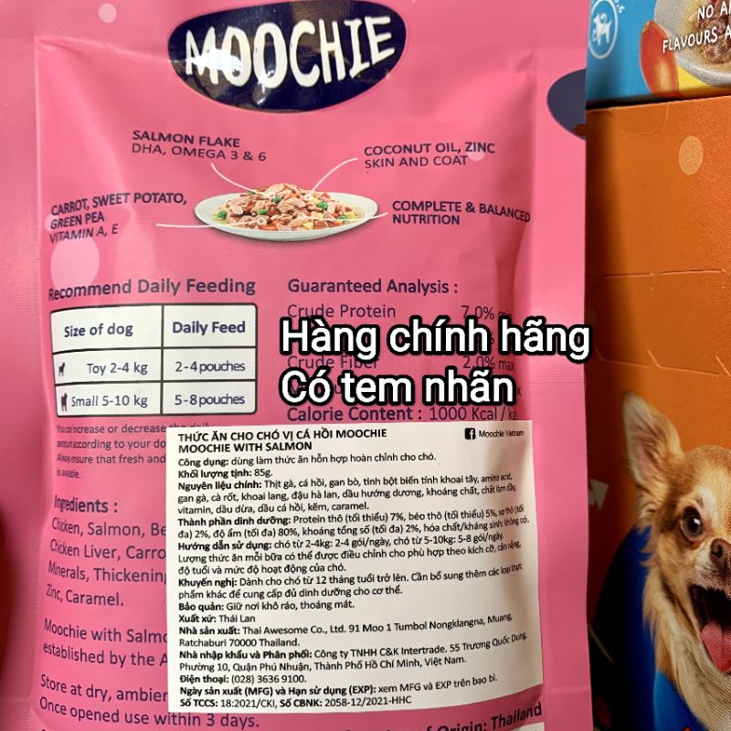 6 vị Pate Moochie cho chó- thức ăn gói 85g hàng Thái Lan