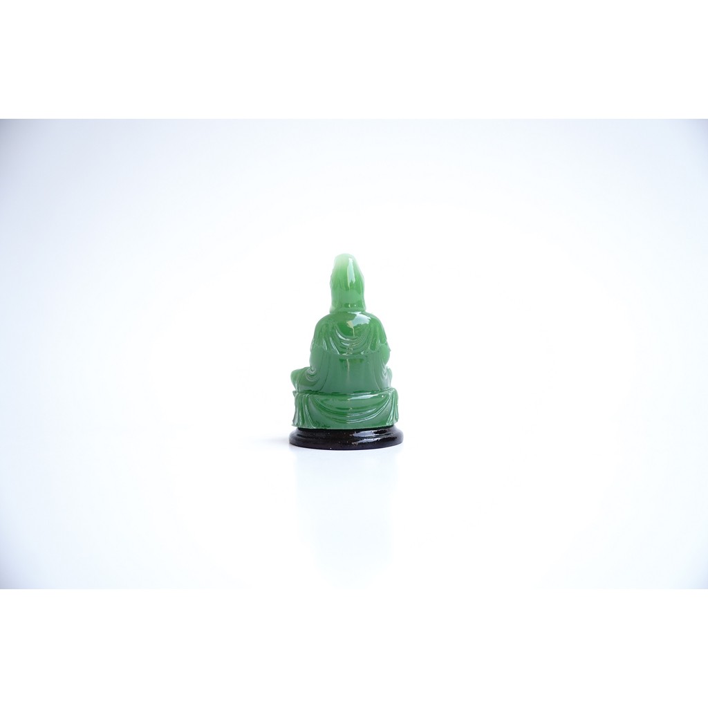 Tượng Phật Bà Quan Thế Âm Bồ Tát ngồi ngọc xanh - Cao 6cm