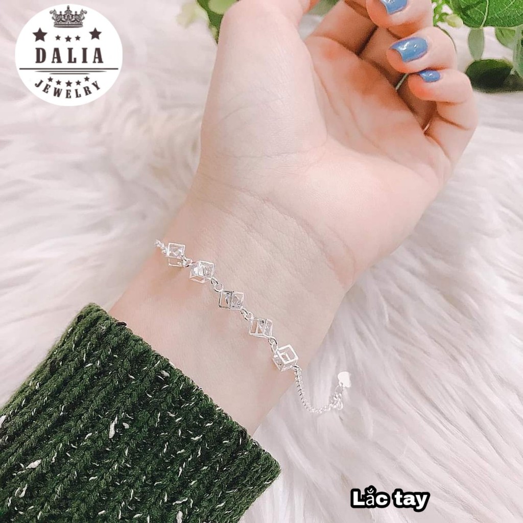 Lắc tay bạc nữ DaLiA Jewelry hình đá lúc lắc