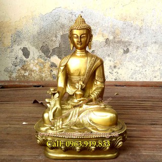 Tượng phật dược sư cao 20cm bằng đồng, giá tượng dược sư, bán tượng dược sư, tượng đồng dược sư