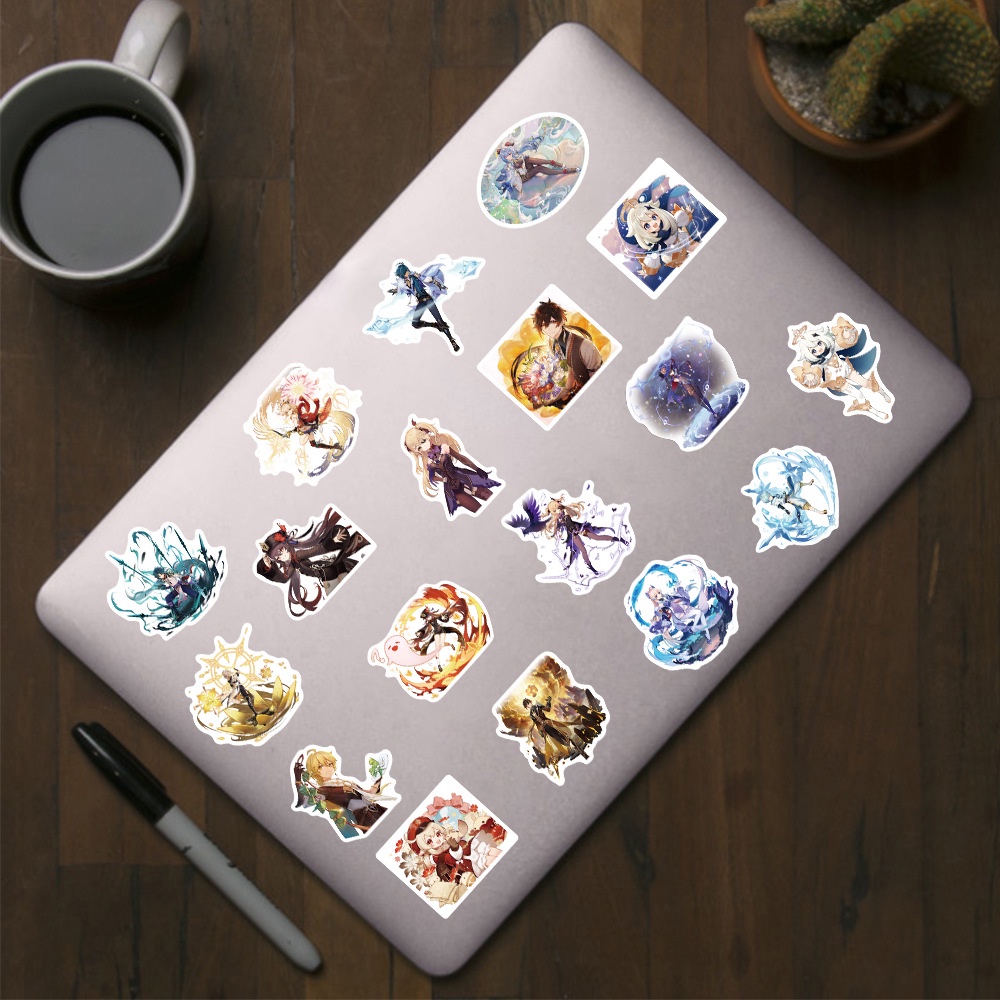Bộ 100 Sticker Anime Genshin Impact Dùng Để Trang Trí Laptop Hành Lý