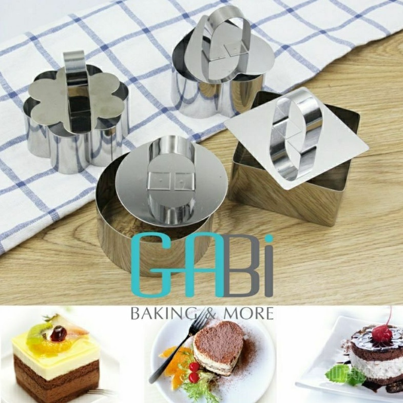 Khuôn ring mousse mini hình tim/vuông/hoa/tròn