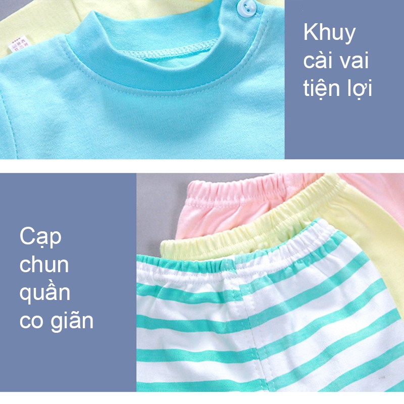Bộ quần áo cotton dài tay cổ cao cho bé trai bé gái Hàng Quảng Châu xuất Nhật BDT12