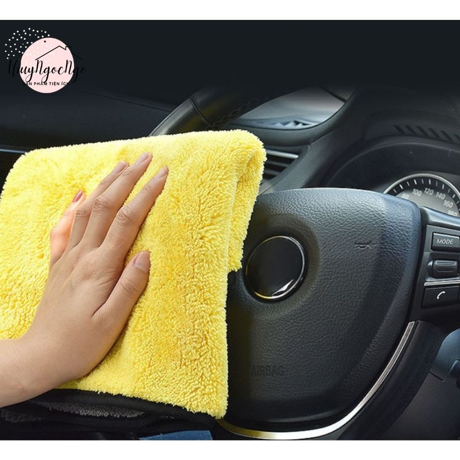 Khăn Lau Xe Hơi Chuyên Dụng Microfiber 2 Lớp, Siêu Thấm Không Rụng Lông, Thấm Hút Nước Tốt,