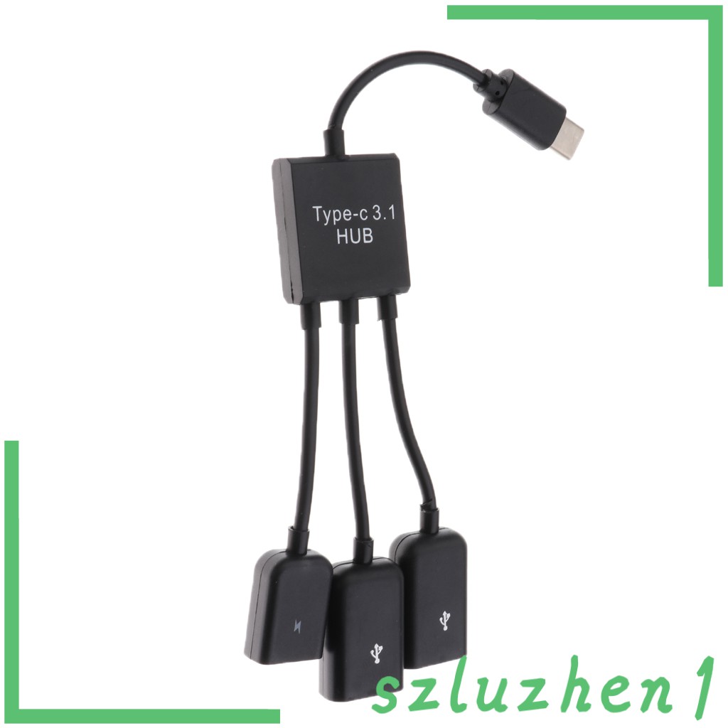 (Hi-Tech) Usb 3.1 Type C Male To Female 2 Dual Usb A 2.0 + Micro Usb 3 Trong 1 Otg Hub