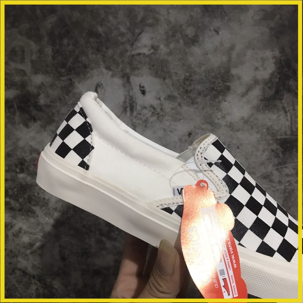 Giày Thể Thao 𝗩𝗮𝗻𝘀 Caro Nam Nữ, Giày Lười Slip On Vans Caro Chất Liệu Vải Canvas Dày Dặn Hàng 11 Full Box Bill