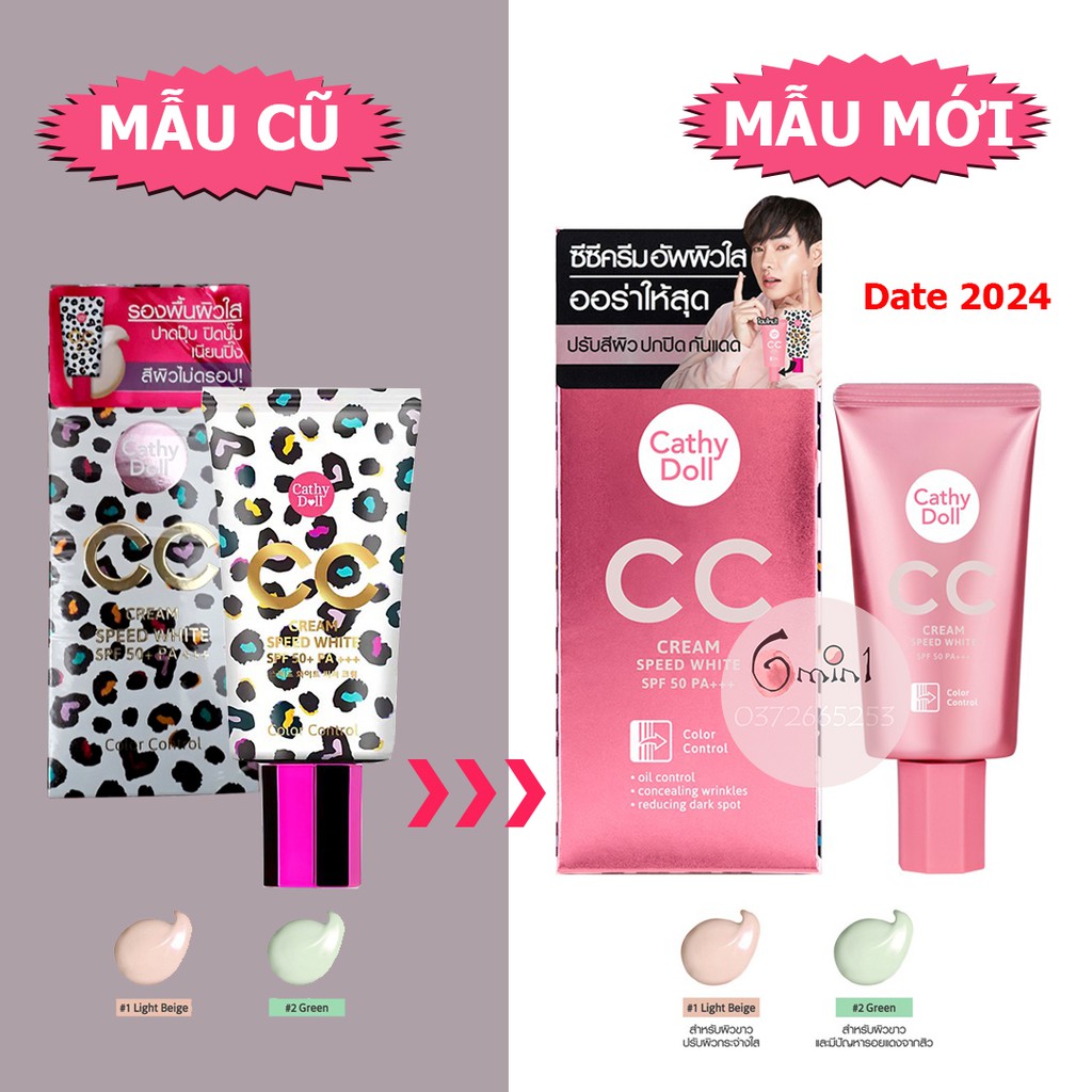 Kem Nền Cathy Doll Speed White CC Cream Giúp Trắng Da Dưỡng Ẩm SPF50 PA+++