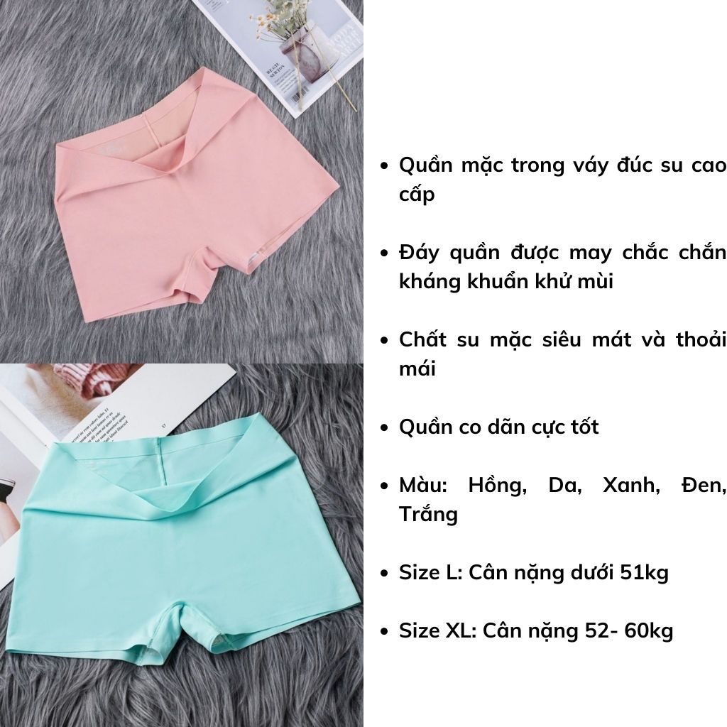 Quần mặc trong váy đúc su cao cấp thoáng mát, Quần lót nữ bảo hộ chống lộ LANIXA L8205