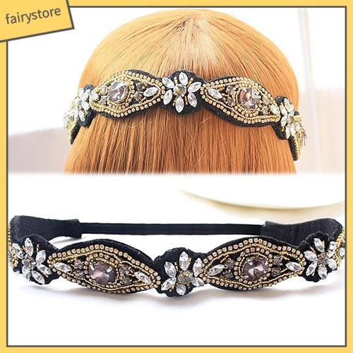 Băng đô đính đá thủy tinh và ngọc trai giả thời trang thanh lịch dành cho nữ