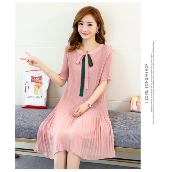 váy bầu xếp ly dáng suông