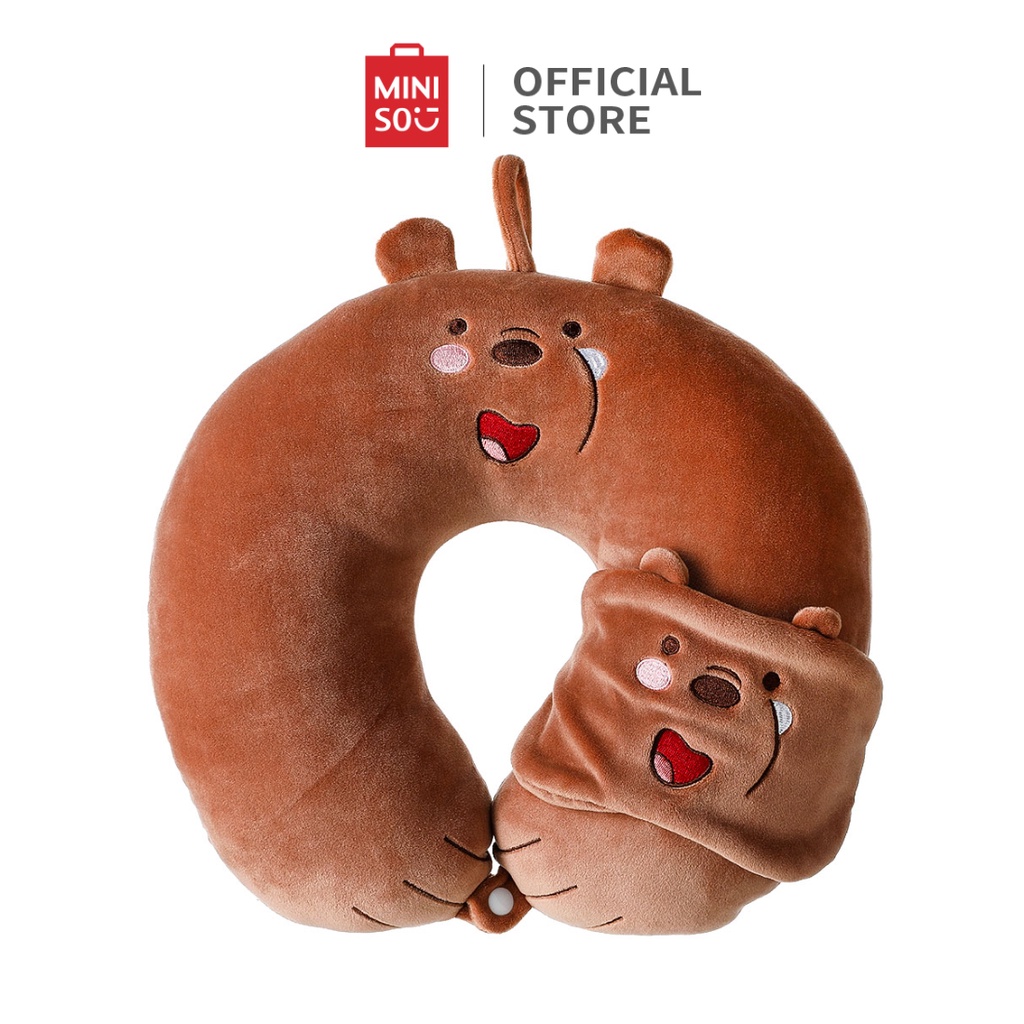 Gối chữ U kèm bịt mắt gối kê cổ Miniso x We Bare Bears chống mỏi vai gáy mềm mại