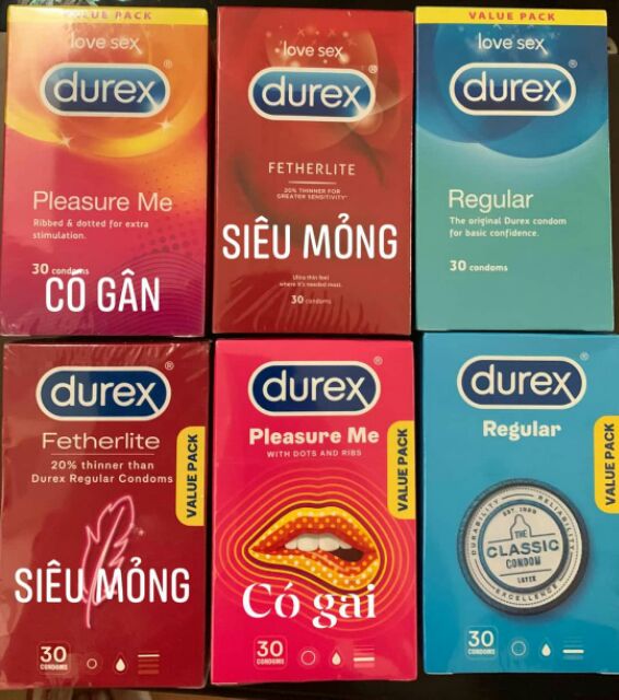 Bao cao su Durex Úc loại có gai và không gai 30c