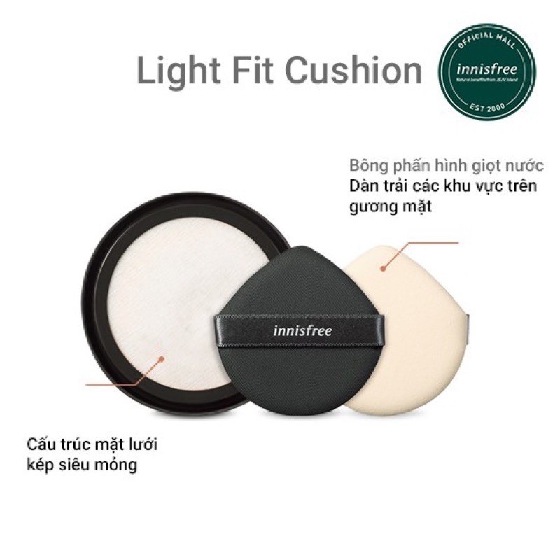 ( CHÍNH HÃNG ) PHẤN NƯỚC TRANG ĐIỂM MỎNG NHẸ INNISFREE LIGHT FIT CUSHION SPF33 PA++ 14G | BigBuy360 - bigbuy360.vn