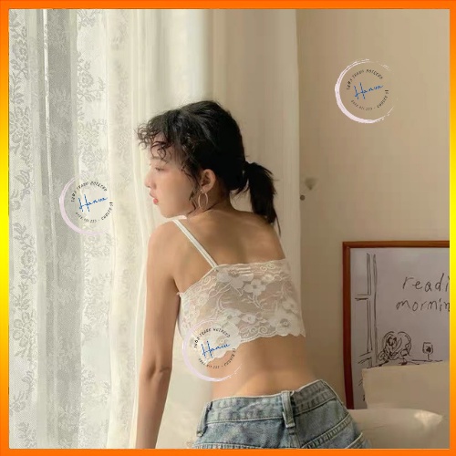 Áo Ngực Nữ Brallete 2 Dây Phối Ren Hình Hoa Có Mút Nâng Ngực Sexy Quyến Rũ Hanva