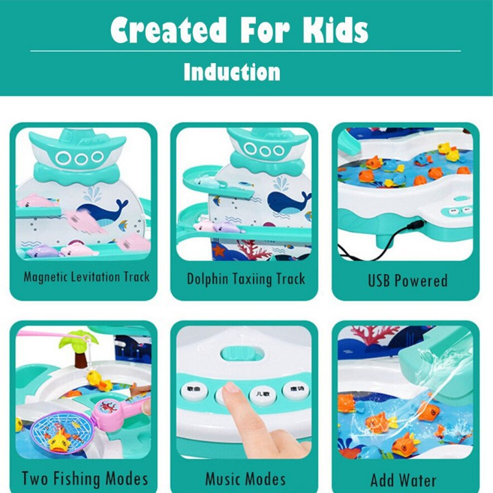 Đồ Chơi Câu Cá Thác Nước Cho Bé 💖  💖 Đồ Chơi Câu Cá,Dùng Pin, Có Nhạc, Thác Trượt,Cá Bay Siêu Xịn.