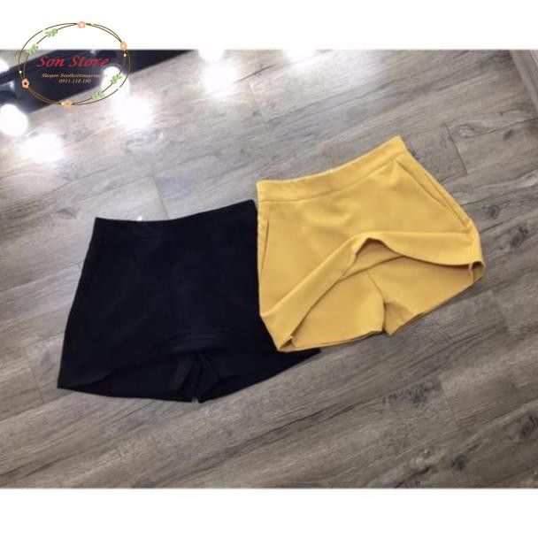 Quần giả váy dáng A ngắn cạp cao