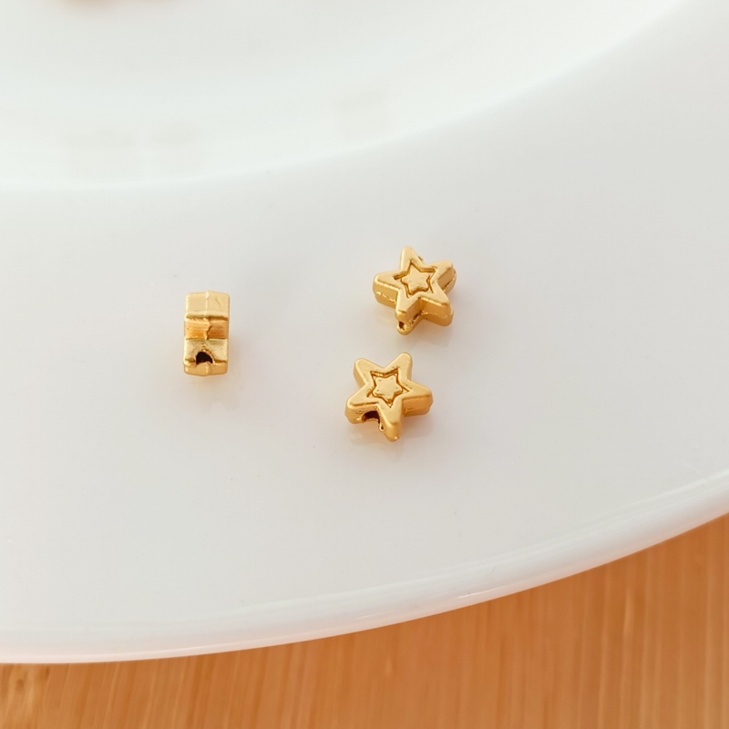 Bộ 10 Hạt Xâu Chuỗi Hình Hoa Bướm/Ngôi Sao Năm Cánh Màu Vàng 18K Kiểu Cổ Điển Thời Trang Diy