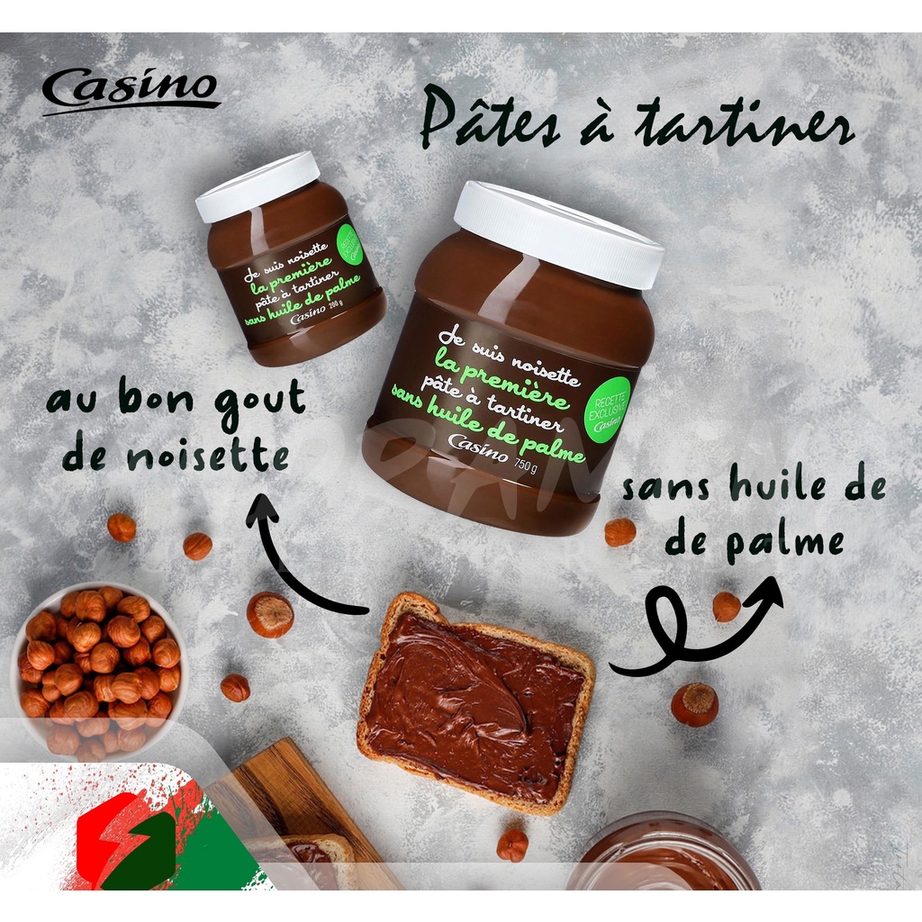 Mứt Hạt Dẻ Ca Cao Không Béo Casino 200g/300g - Casino Je suis Noisette la première pâte à tartiner sans huile de palme