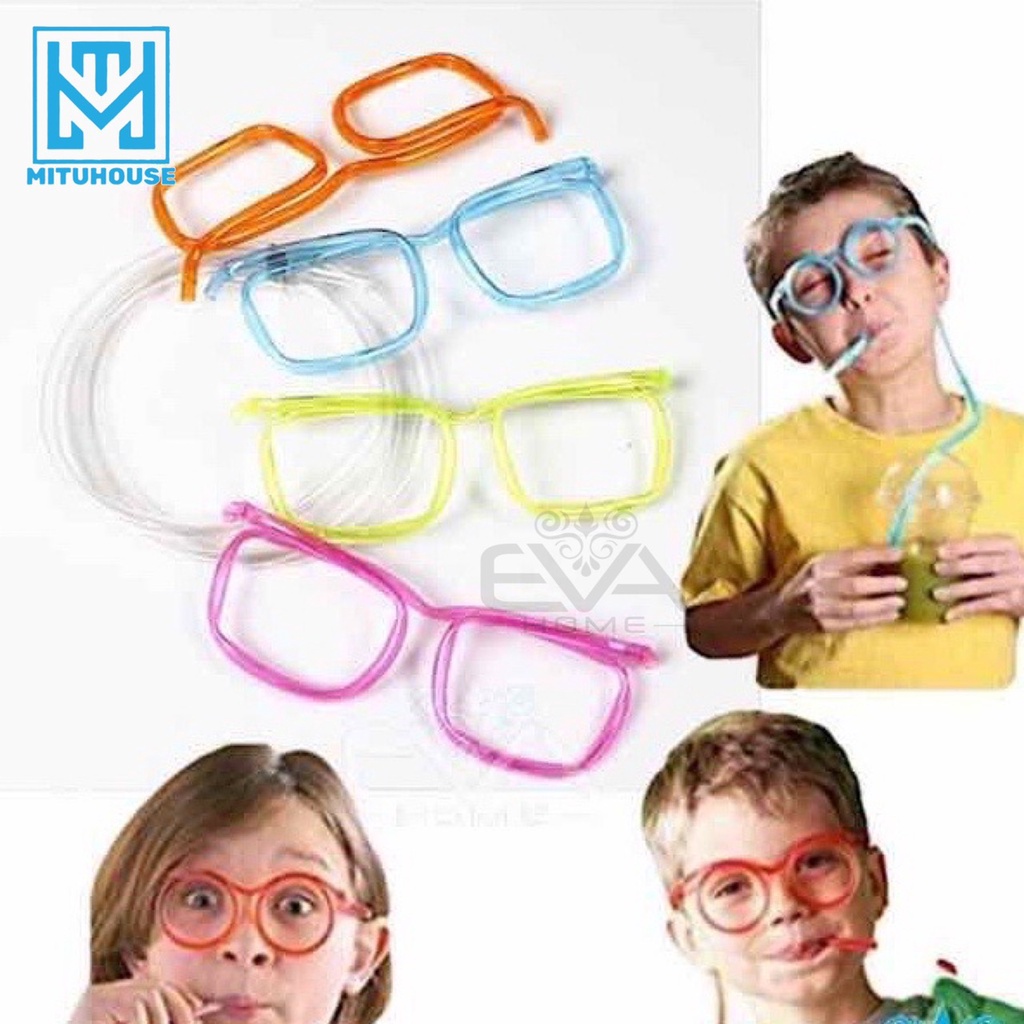 Ống Hút Mắt Kính Cute Gọng Tròn Vuông Trái Tim Ngôi Sao Vui Nhộn Độc Đáo Cute Glasses Straw