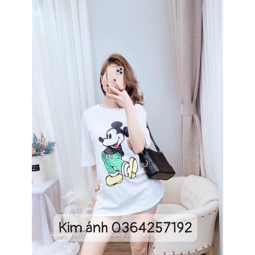 Áo Thun Mickey Dễ Thương Dáng Unisex Tay Lỡ Nam Nữ Oversize(45-75kg) HT011