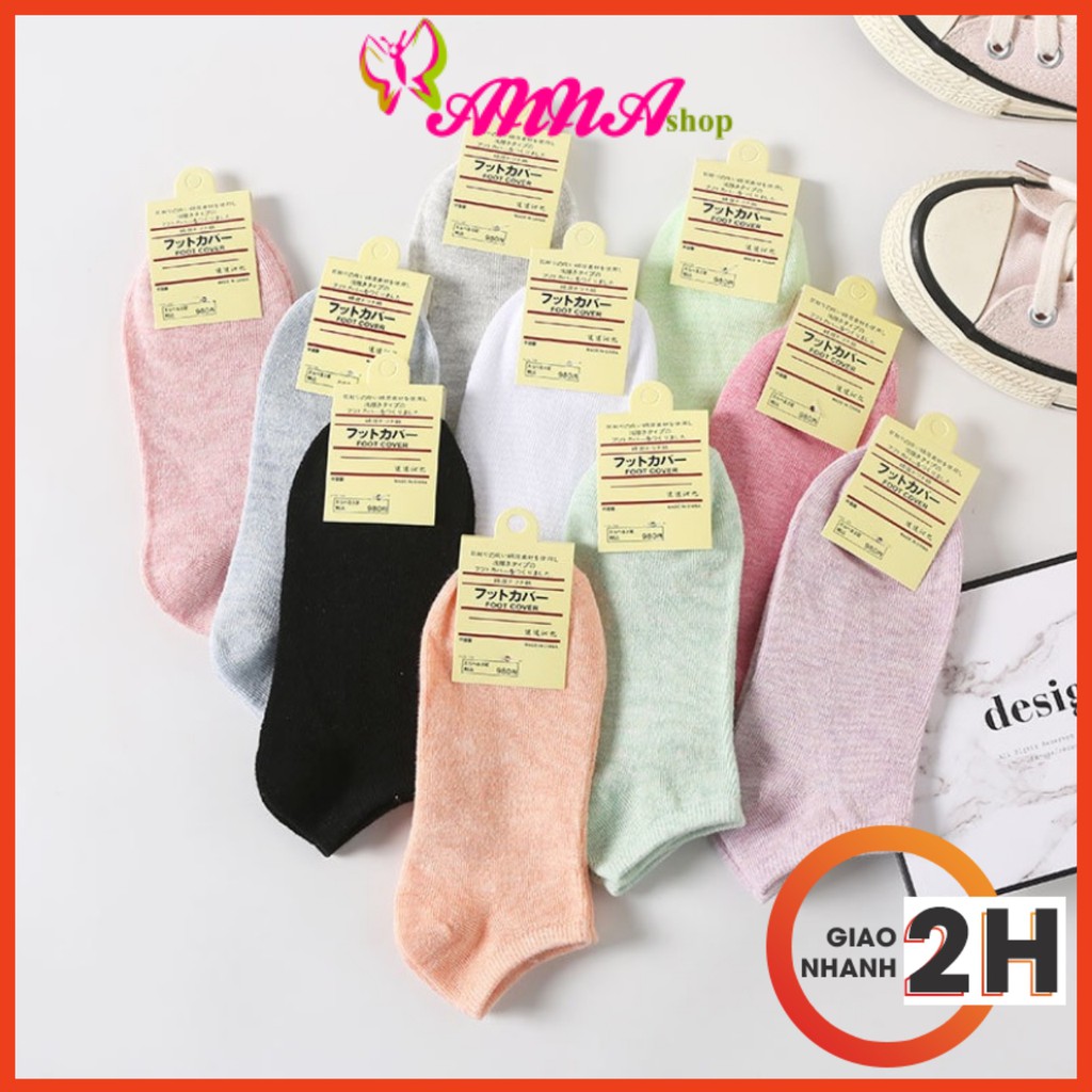 Tất vớ nữ ngắn mang giày thể thao 100% cotton co dãn thoải mái (MS 13008) Anna Shop