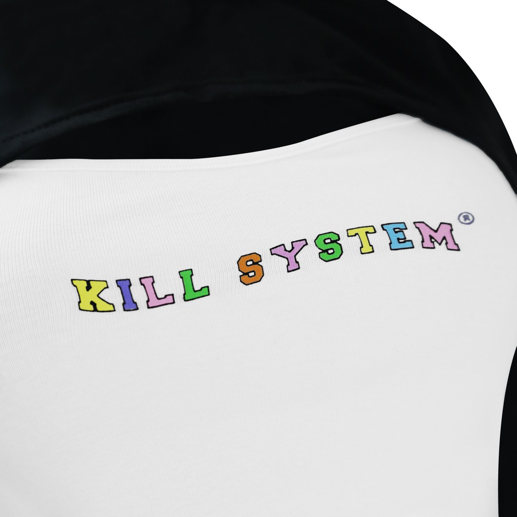 Combo áo croptop Kill System thắt dây eo trắng đen