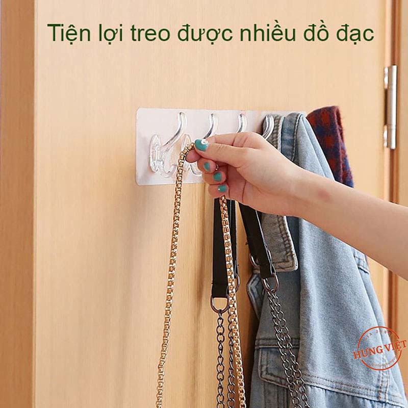 Thanh treo đồ 6 móc trong suốt siêu dính, chịu lực, chắc chắn, tiện lợi [MÓC 6]